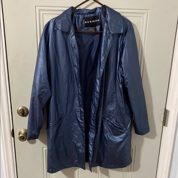 Avenue Jackets & Blazers - Avenue Blue Satin Coat